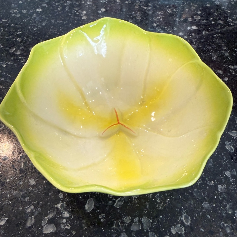 Mustardseed and Moonshine Green and Yellow Ceramic Trinket Bowl - Picture 2 of 6